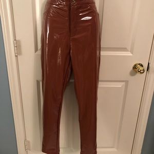 Vintage burnt orange patent leather pant